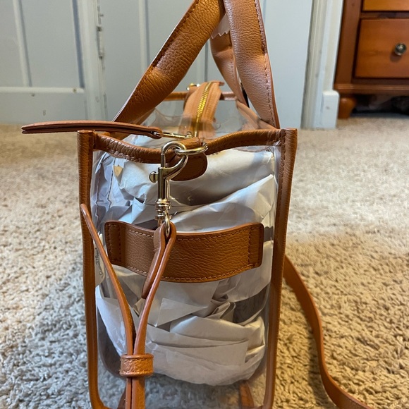 Mini Boxy Tote Handbag - Universal Thread Brown Clear Bag - Picture 2 of 5